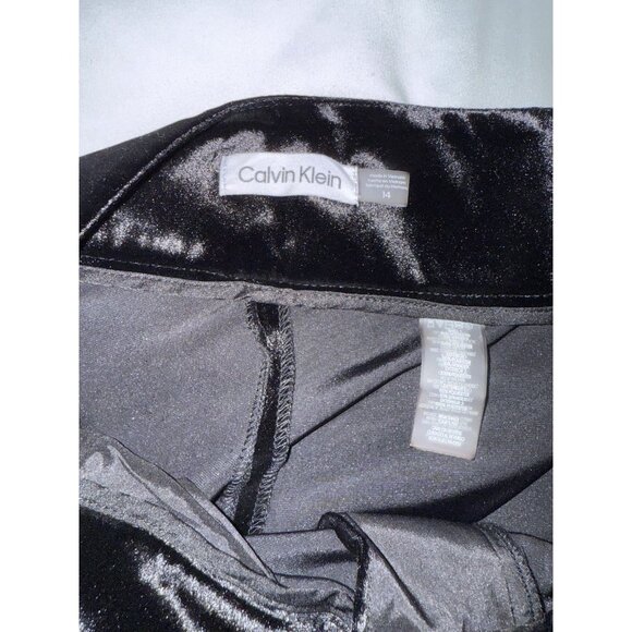 Calvin Klein Women's Black Whitney Velvet Wide Leg High-Rise Dress Pants Size 14 - Picture 3 of 4